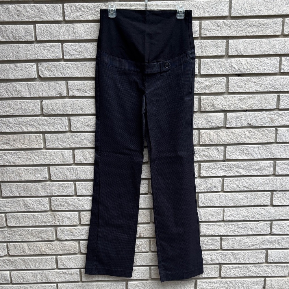 Thyme Maternity Navy Narrow Stripe Pants Size Medium
